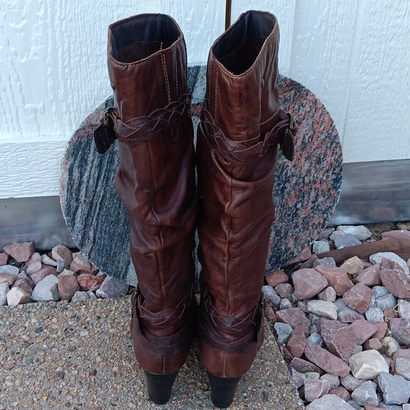 Pikolinos Verona tall brown leather slouchy knee high heeled boots womens 9.5 - Picture 5 of 11